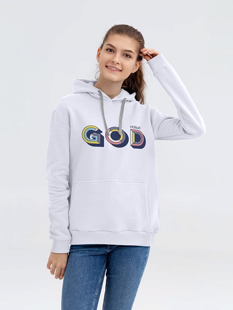 Толстовка с капюшоном «Новый GOD», белая Толстовка с капюшоном «Новый GOD», белая