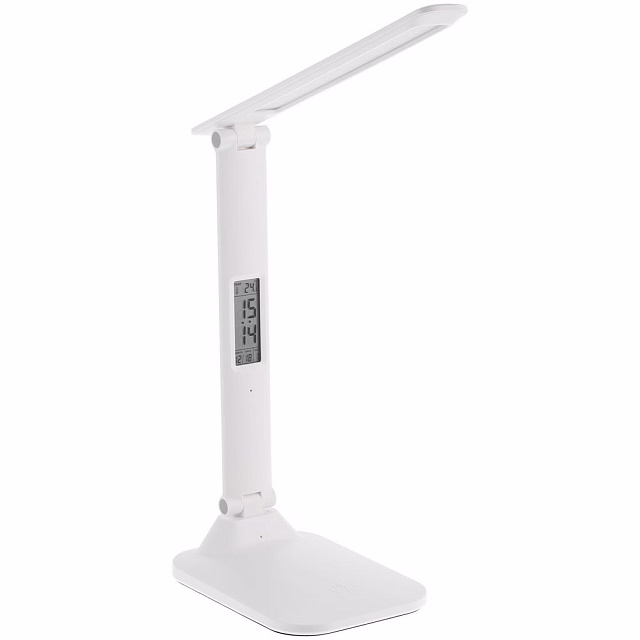 Настольная лампа с часами и календарем Office Torch ver.2, белая Настольная лампа с часами и календарем Office Torch ver.2, белая