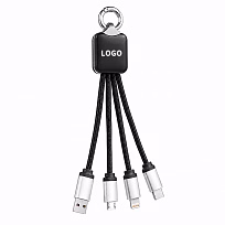 Кабель - брелок Plug с подсветкой гравировки, черный