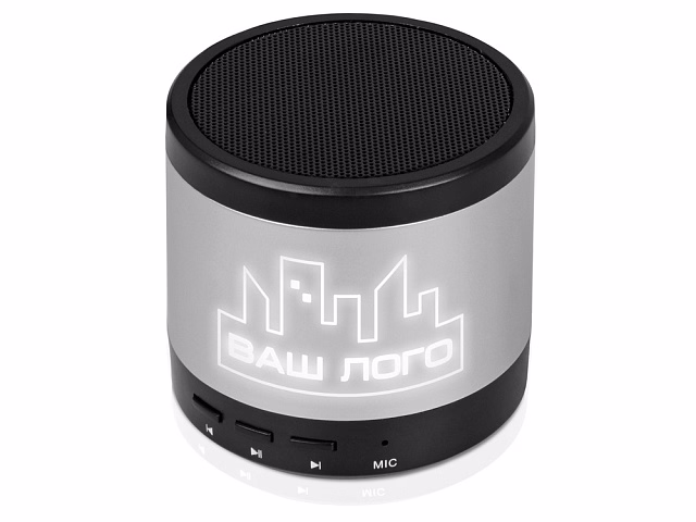 Портативная колонка Ring neon с белой подсветкой корпуса, серебристый Портативная колонка Ring neon с белой подсветкой корпуса, серебристый