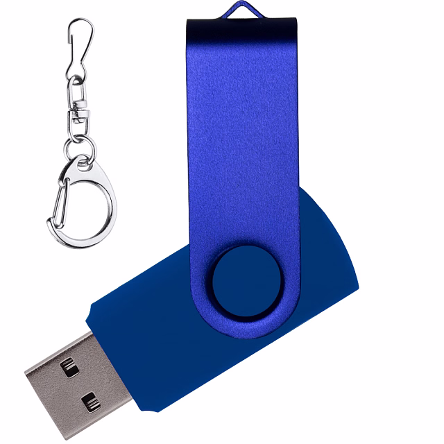 Флеш накопитель USB 2.0 Twister 16GB, пластик Софт Тач/металл, синий/синий