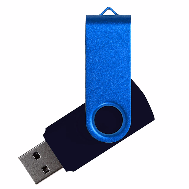 Флеш накопитель USB 2.0 Twister Сolor Mix 16GB, пластик Софт Тач/металл, черный/синий