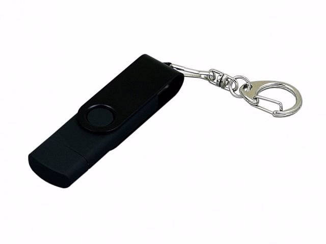 Флешка с поворотным механизмом, c дополнительным разъемом Micro USB, 16 Гб, черный Флешка с поворотным механизмом, c дополнительным разъемом Micro USB, 16 Гб, черный