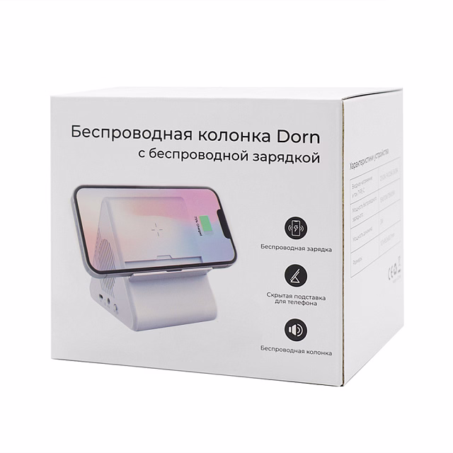 Колонка Dorn с беспроводной зарядкой, белый