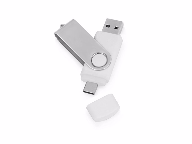 USB3.0/USB Type-C флешка на 16 Гб Квебек C, белый USB3.0/USB Type-C флешка на 16 Гб Квебек C, белый