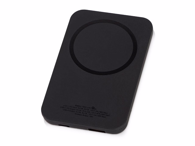 Магнитный беспроводной внешний аккумулятор MagnetIQ, 5000 mah, 10 W, черный (Р) Магнитный беспроводной внешний аккумулятор MagnetIQ, 5000 mah, 10 W, черный (Р)