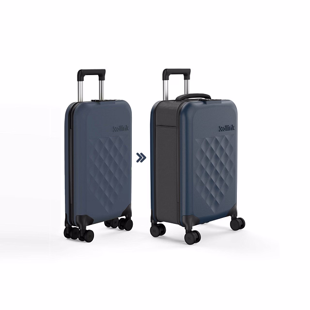 Чемодан складной Rollink Vega 360 55x40x20 см, 4 колеса, серо-синий