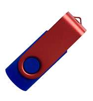 Флеш накопитель USB 2.0 Twister 16GB, пластик Софт Тач/металл, синий/красный