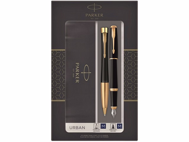 Подарочный набор из 2-х ручек Parker URBAN Muted black GT перьевая и шариковая ручки Подарочный набор из 2-х ручек Parker URBAN Muted black GT перьевая и шариковая ручки