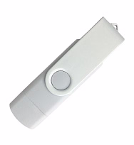 Флеш накопитель USB 2.0/OTG Twister Smart 16GB, пластик Софт Тач/металл, белый/белый
