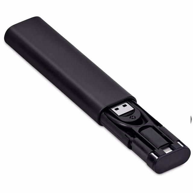 Кабель зарядный выдвижной USB Solid Line 60W 3-в-1 на Lightning, Micro-USB, Type-C «U50» 2,4 A, Quick Charge в пластиковом футляре, черный Кабель зарядный выдвижной USB Solid Line 60W 3-в-1 на Lightning, Micro-USB, Type-C «U50» 2,4 A, Quick Charge в пластиковом футляре, черный