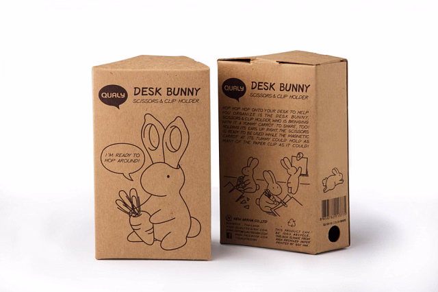 Ножницы и магнит со скрепками Bunny, чёрные