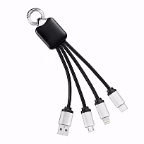 Кабель - брелок Plug с подсветкой гравировки, черный