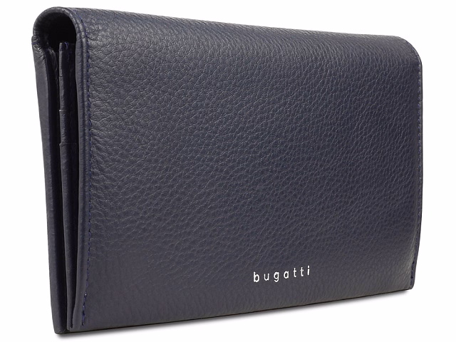Кошелёк женский BUGATTI Lady Top, тёмно-синий, натуральная воловья кожа, 19,5х2х10 см Кошелёк женский BUGATTI Lady Top, тёмно-синий, натуральная воловья кожа, 19,5х2х10 см