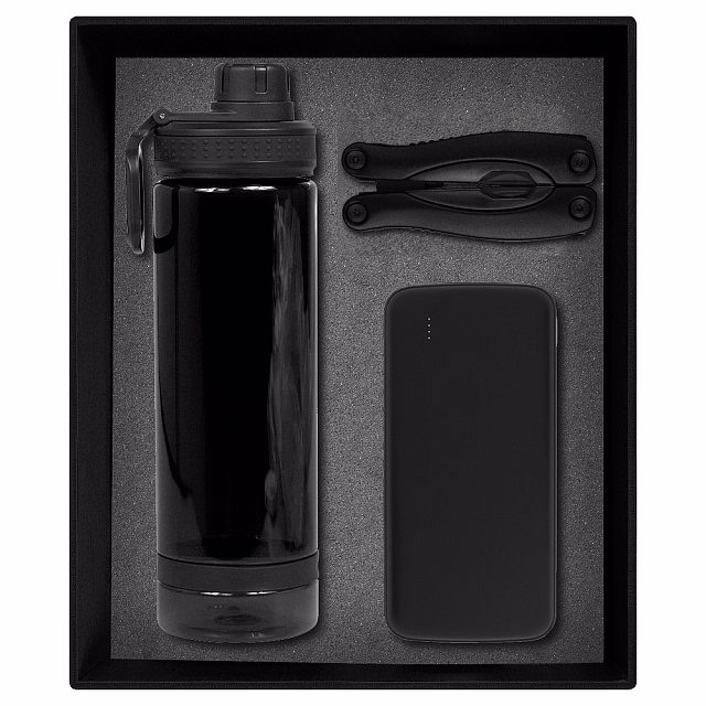 Набор подарочный Solution Prestige Trio (внешний аккумулятор, мультитул, бутылка для воды), черный