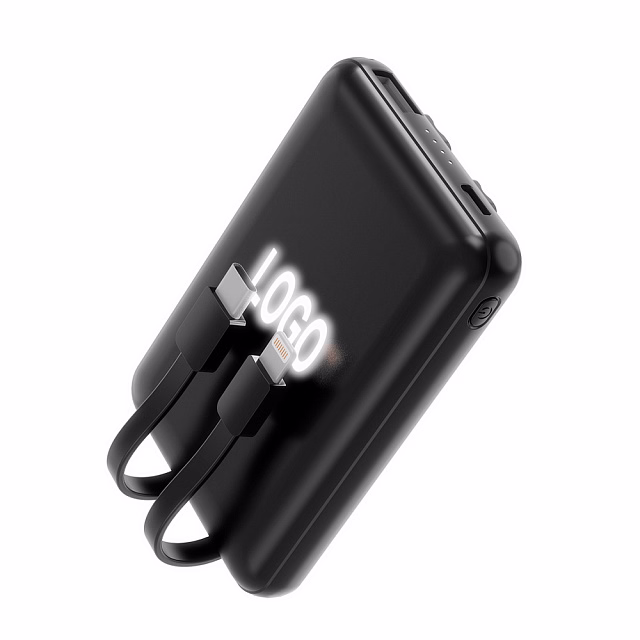 Внешний аккумулятор Eron с подсветкой гравировки, 5000 mAh, чёрный/белый