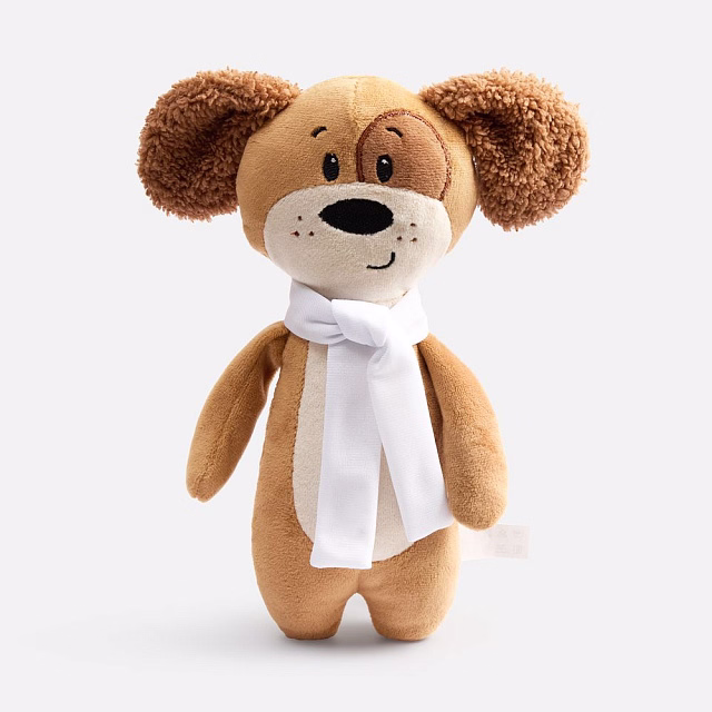 Мягкая игрушка Beastie Toys, собачка с белым шарфом Мягкая игрушка Beastie Toys, собачка с белым шарфом