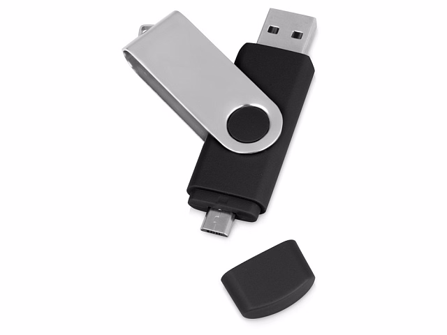 USB/micro USB-флешка 2.0 на 16 Гб Квебек OTG, черный USB/micro USB-флешка 2.0 на 16 Гб Квебек OTG, черный