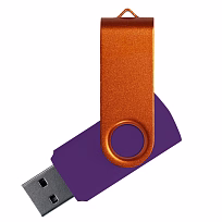 Флеш накопитель USB 2.0 Twister Сolor Mix 16GB, пластик Софт Тач/металл, фиолетовый/оранжевый
