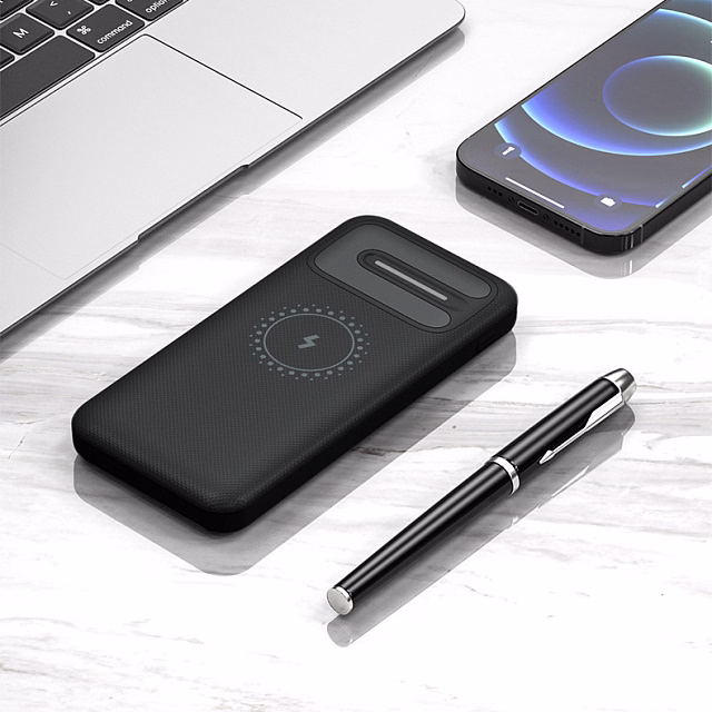 Внешний аккумулятор Odyssey, 10000 mAh с беспроводной зарядкой, черный