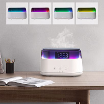 Светодиодный USB увлажнитель-ароматизатор Brava с часами с RGB подсветкой