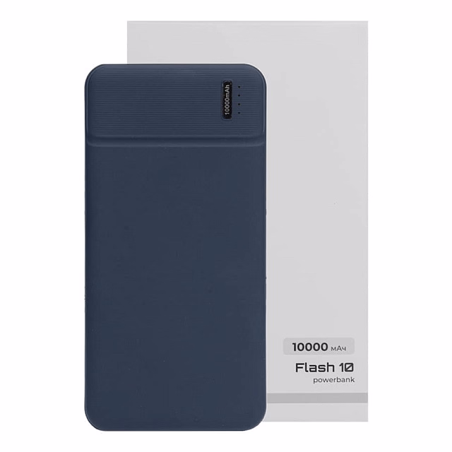 Универсальный аккумулятор Flash 10 (10000 мАч) с подсветкой и soft touch,синий,13,7х6,87х1,55 мм Универсальный аккумулятор Flash 10 (10000 мАч) с подсветкой и soft touch,синий,13,7х6,87х1,55 мм