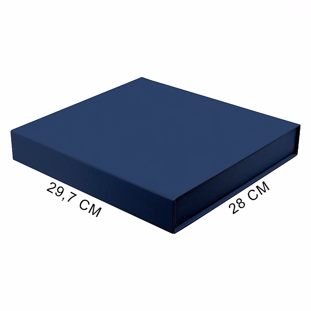 Подарочная коробка, размер 29,7*28,0*4,5 см, Solution Prestige Magnum Linen с магнитным клапаном, темно-синяя, с черным ложементом из EVA Подарочная коробка, размер 29,7*28,0*4,5 см, Solution Prestige Magnum Linen с магнитным клапаном, темно-синяя, с черным ложементом из EVA