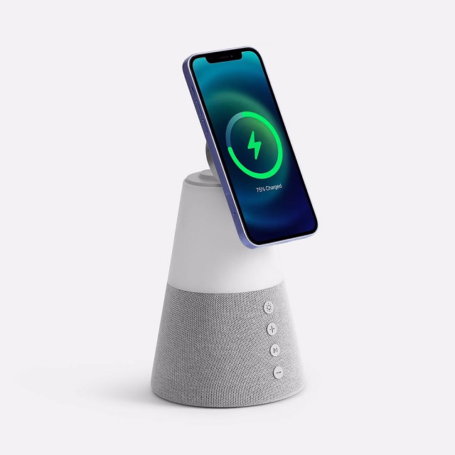 Bluetooth-колонка с беспроводной зарядкой и подсветкой Cone Sonance, серая