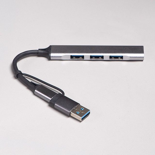 USB-хаб BRANCH 4 в 1, серый, алюминий USB-хаб BRANCH 4 в 1, серый, алюминий