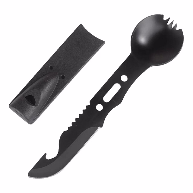 Походный столовый прибор Trio Camping, в пластиковом футляре, стальной, черный Походный столовый прибор Trio Camping, в пластиковом футляре, стальной, черный