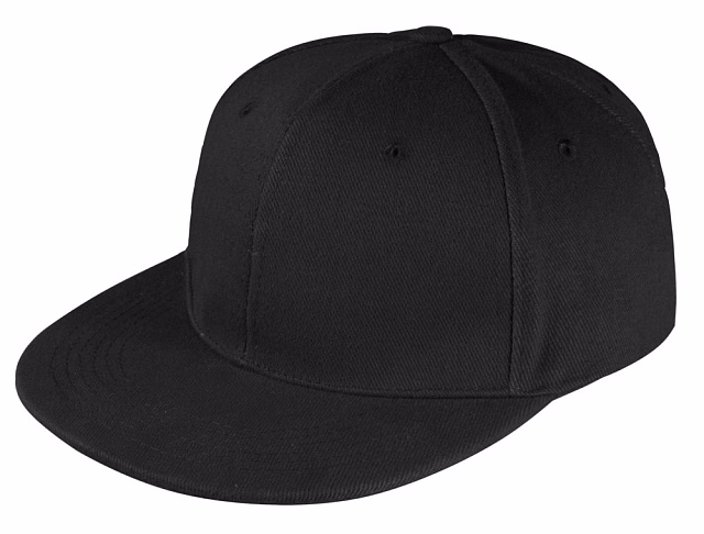 Бейсболка Snapback с прямым козырьком, черная Бейсболка Snapback с прямым козырьком, черная