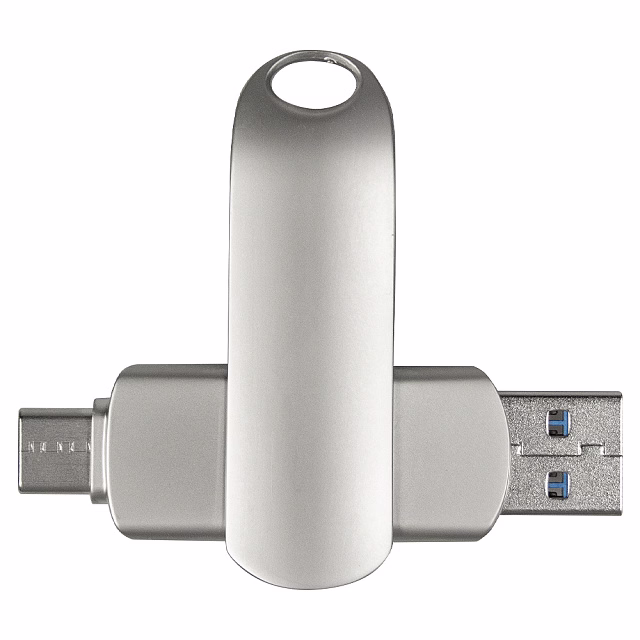 Флеш накопитель USB 3.0 + TYPE C Cupertino, металл, серебристый матовый, 32 GB