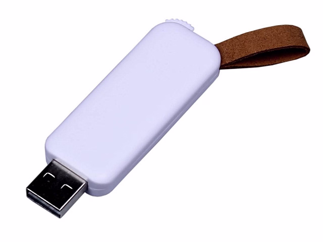 USB-флешка промо на 32 Гб прямоугольной формы, выдвижной механизм, белый USB-флешка промо на 32 Гб прямоугольной формы, выдвижной механизм, белый