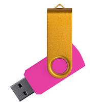 Флеш накопитель USB 2.0 Twister Сolor Mix 16GB, пластик Софт Тач/металл, розовый/желтый