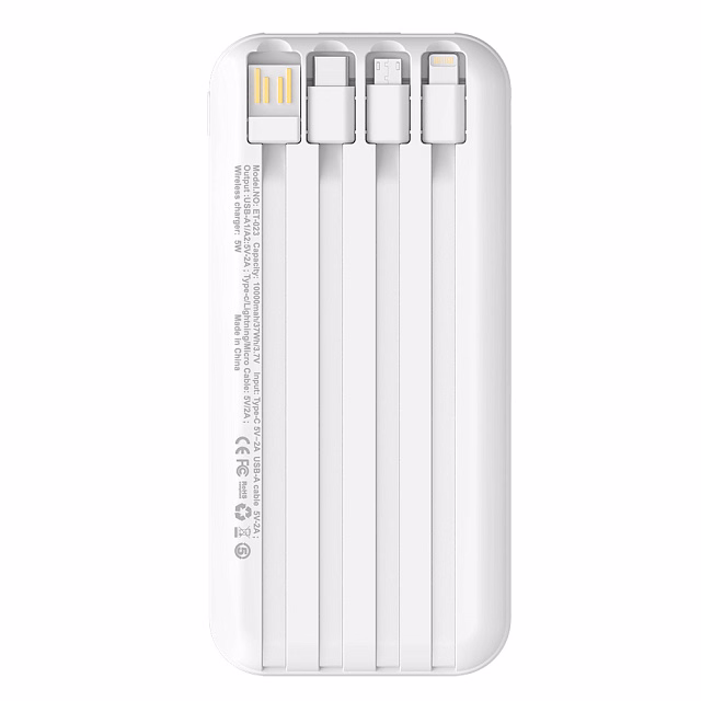 Внешний аккумулятор Authority с беспроводной зарядкой (5W), 10000 mAh, белый