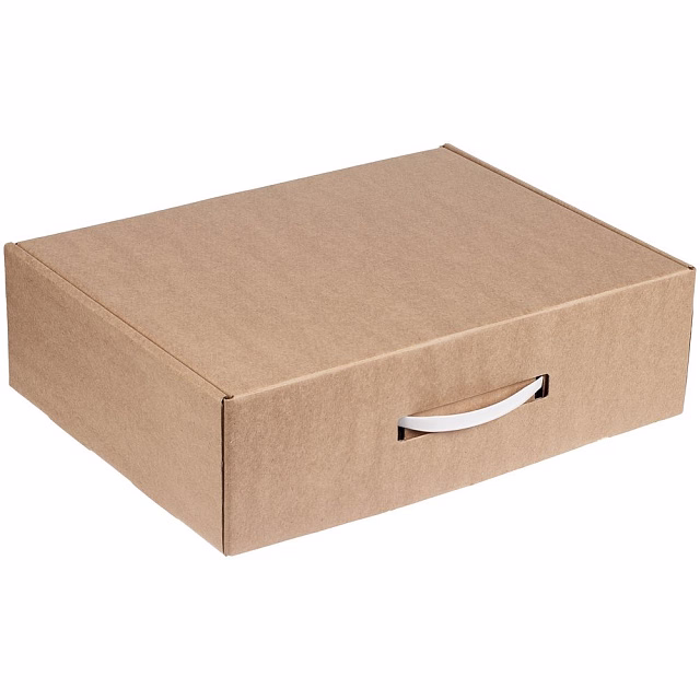 Коробка самосборная Light Case, крафт, с белой ручкой Коробка самосборная Light Case, крафт, с белой ручкой