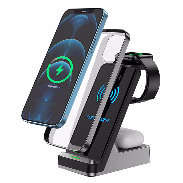 Беспроводное зарядное устройство 3 в 1 Easy Charge, Magsafe wireless 15 W, Iwatch&TWS 2,5W/5W, черный