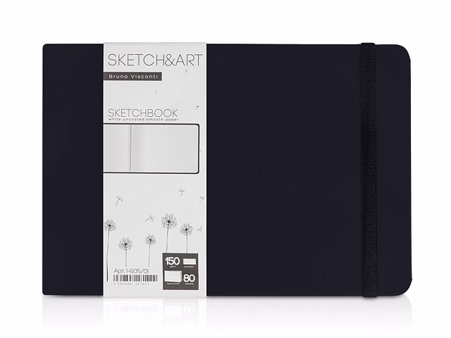 Скетчбук Sketch & Art в твердом переплете 213х146 мм, 80 л. белой бумаги 150 г/м2, черный Скетчбук Sketch & Art в твердом переплете 213х146 мм, 80 л. белой бумаги 150 г/м2, черный