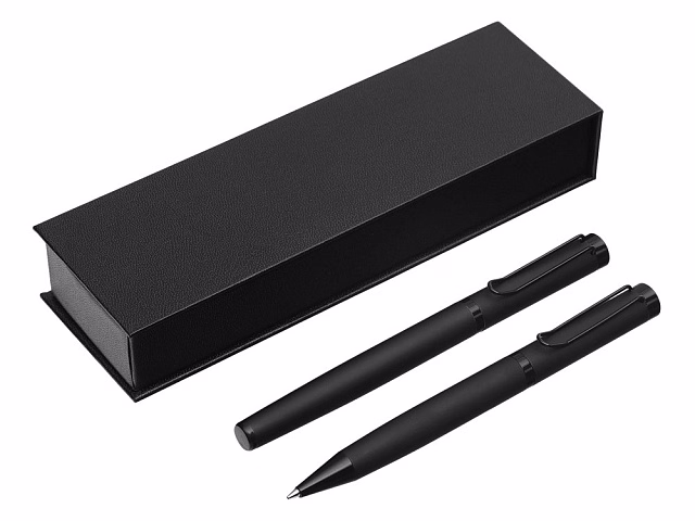 Подарочный набор из 2-х ручек Black Lama soft-touch, черный Подарочный набор из 2-х ручек Black Lama soft-touch, черный