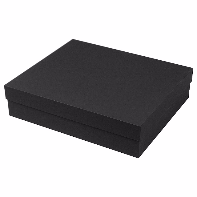 Коробка подарочная Solution Superior Alfa Soft Touch  под ежедневник, ручку и термос, 33,3*28,2*8 см, цвет черный, черный ложемент (с вырубленным ложементом)