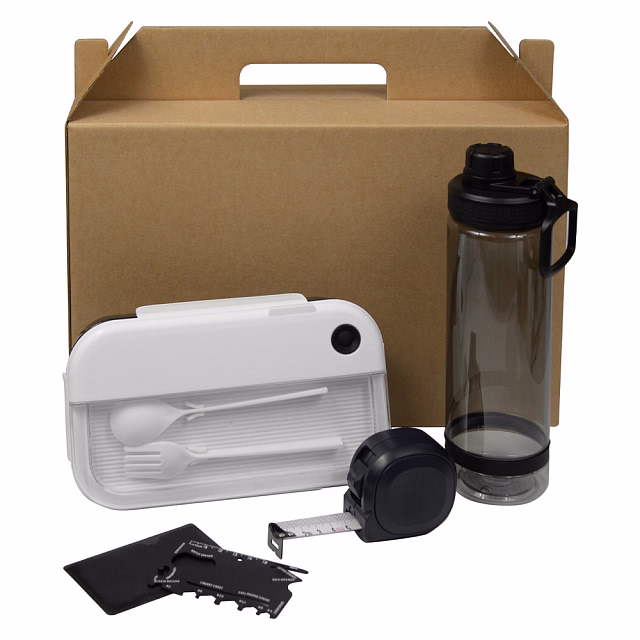 Набор подарочный Solution Everyday Kit Quattro (мультитул, рулетка, ланч бокс, бутылка для воды), черный