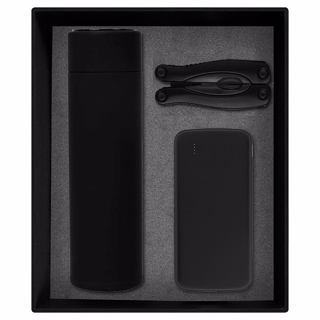 Набор подарочный Solution Prestige Trio (внешний аккумулятор, мультитул, термос), черный