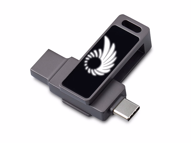 Флешка 32 ГБ USB Type-C и USB 3.0 с подсветкой лого Спинлайт Флешка 32 ГБ USB Type-C и USB 3.0 с подсветкой лого Спинлайт