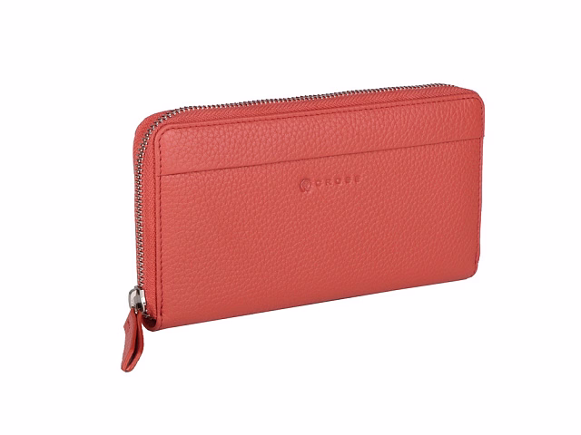 Кошелёк Cross Colors Coral, кожа наппа, фактурная, цвет коралловый Кошелёк Cross Colors Coral, кожа наппа, фактурная, цвет коралловый