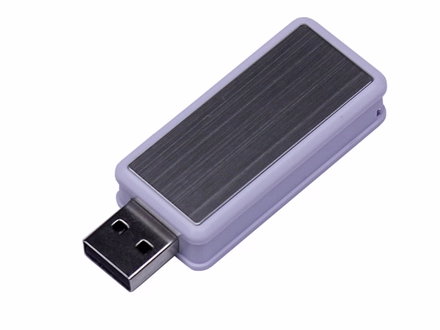 USB-флешка промо на 32 Гб прямоугольной формы, выдвижной механизм, белый USB-флешка промо на 32 Гб прямоугольной формы, выдвижной механизм, белый