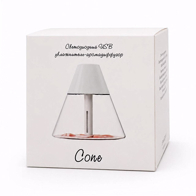 Светодиодный USB увлажнитель-аромадиффузор Cone, белый