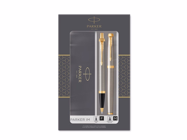 Набор Parker IM Core Brushed Metal GT: ручка шариковая, ручка роллер Набор Parker IM Core Brushed Metal GT: ручка шариковая, ручка роллер