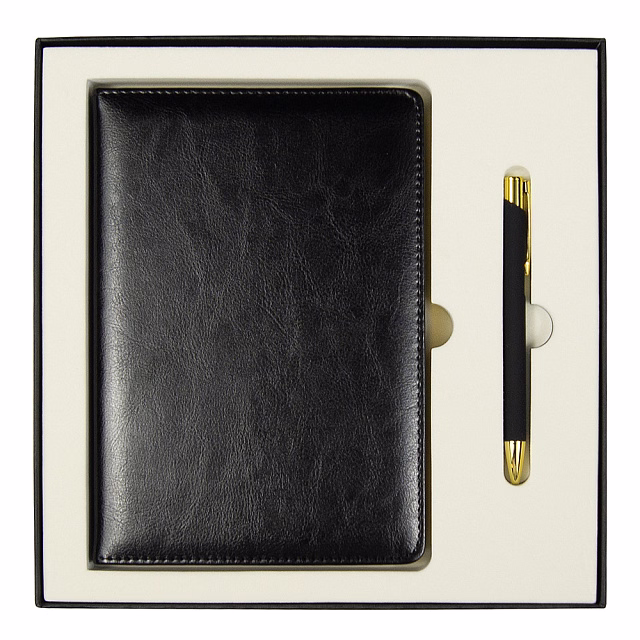 Набор подарочный Solution Duo (ежедневник City Nebraska, ручка Legend Soft Touch Mirror Gold), черный Набор подарочный Solution Duo (ежедневник City Nebraska, ручка Legend Soft Touch Mirror Gold), черный