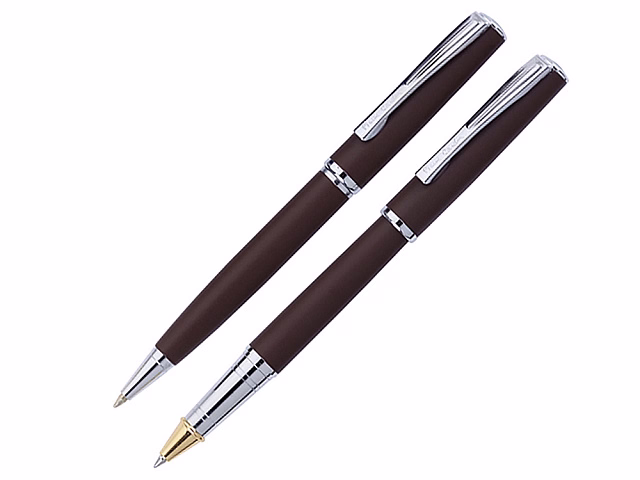 Набор Pierre Cardin PEN&PEN: ручка шариковая + роллер. Цвет - коричневый матовый. Упаковка Е.