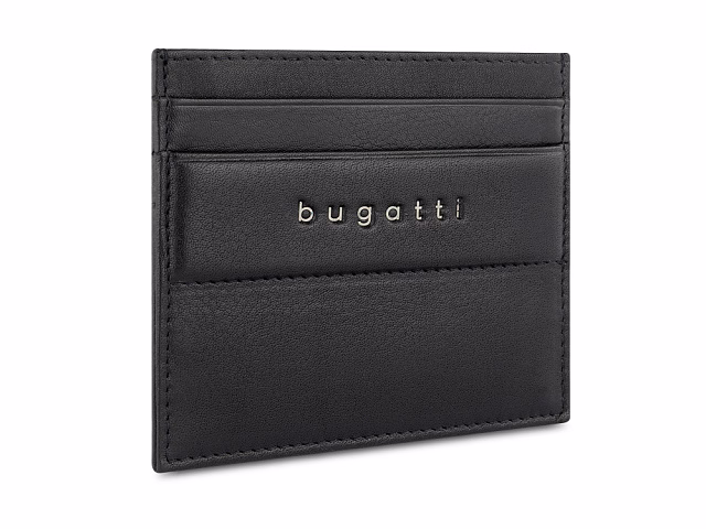 Портмоне для кредитных карт BUGATTI НОМ | NOME, с защитой данных RFID, черное, натуральная воловья кожа, 10,2х0,3х8,2 см